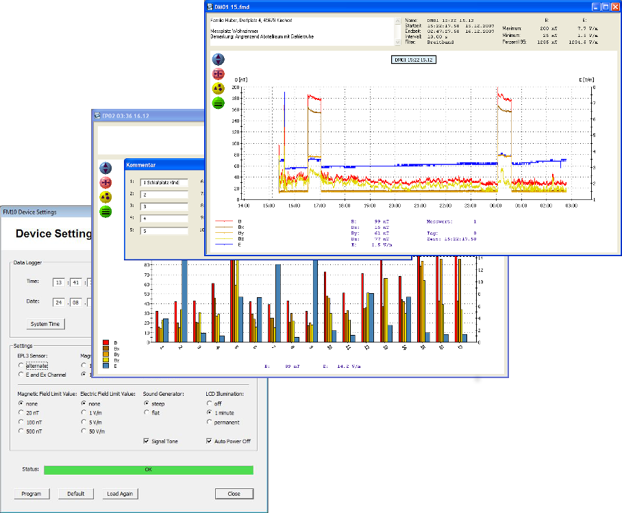 Software FM-Data with permanent record, single point measurement and device settings